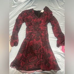Black and Maroon Floral Dress